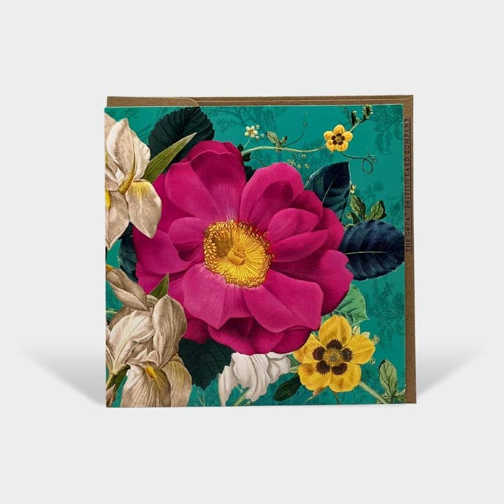 Floral Botanical Open Card Birthday Occasion Green Pink for wholesale by The Great British Card Company (GBCC) Ltd