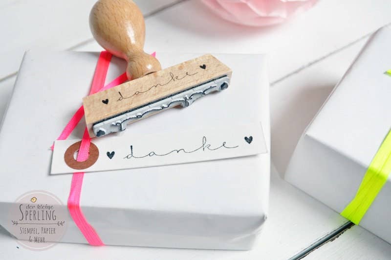 Der kleine Sperling - Wholesale Rubber/Decorative Stamp - Stamp - thank you with heart