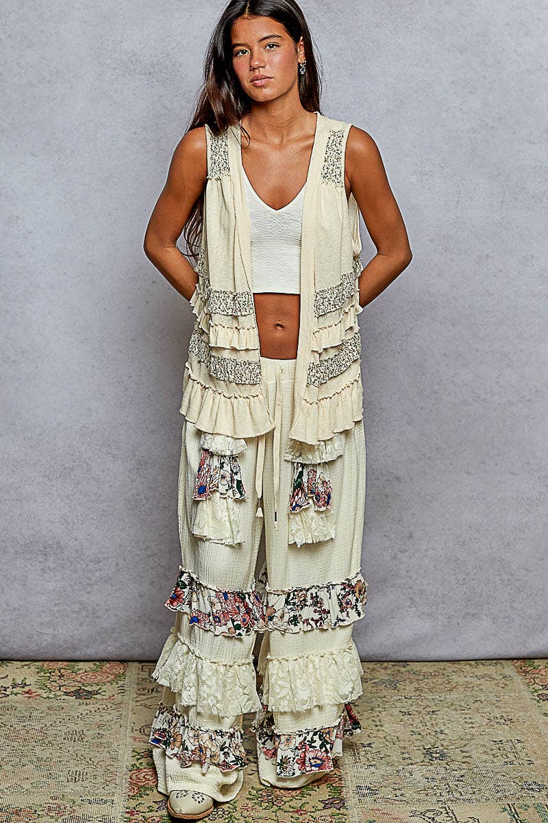 Pol Clothing - Vente Cardigan – femme - Gilet ouvert sans manches avec détails à volants EN SOLDE15