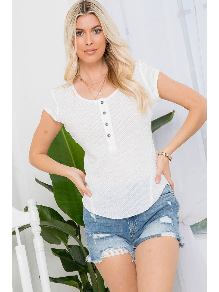 Sweet Lovely by Jen - Wholesale Knit Top - Women's - SW307 HENRY BUTTON S/S TOP20