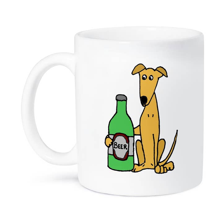 3dRose - Vente Tasse à café - 3dRose, Chien Lévrier Drôle et Cool avec Grande Bouteille de Bière, Tasse8