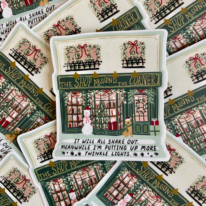 Christmas Shop Around the Corner Sticker for wholesale by Makerie Day