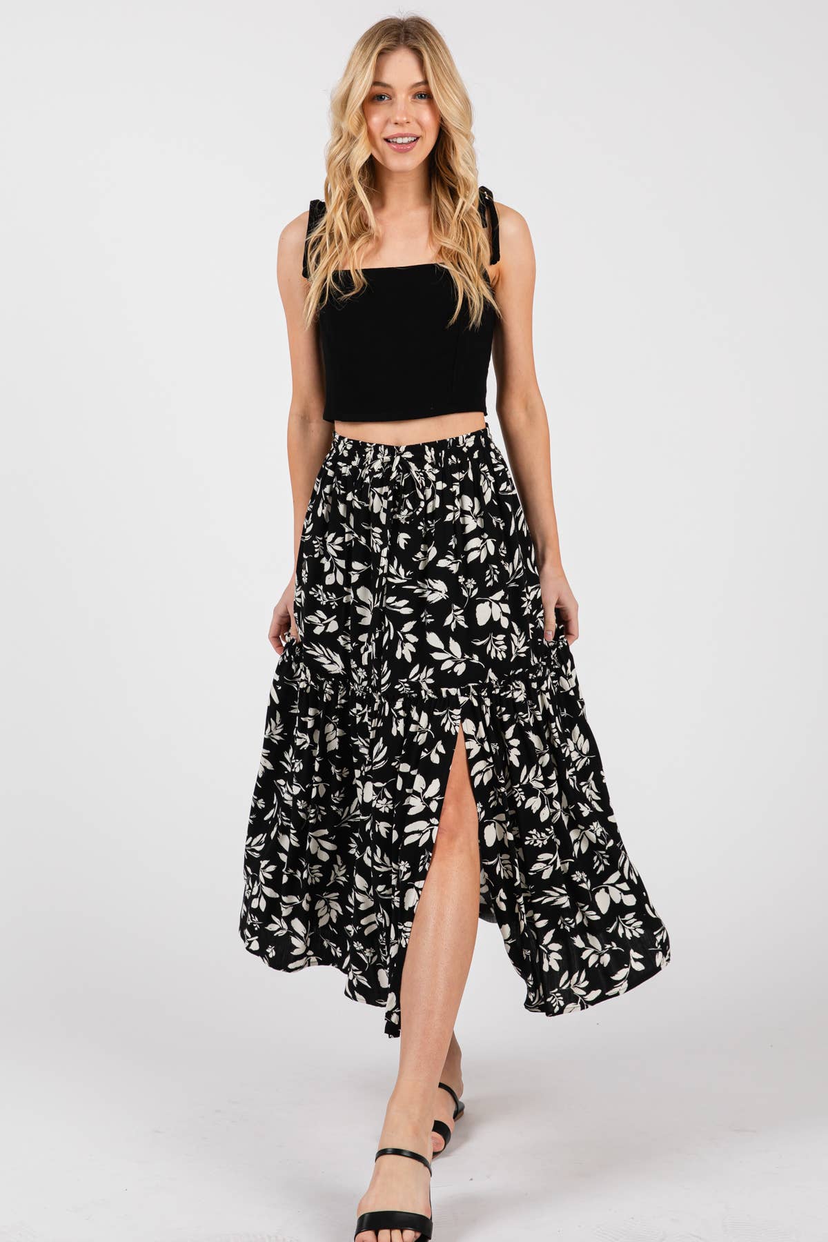 Final Touch – Engroshandel Nederdel - Dame – Printet lagdelt midinederdel med slids - VS308613