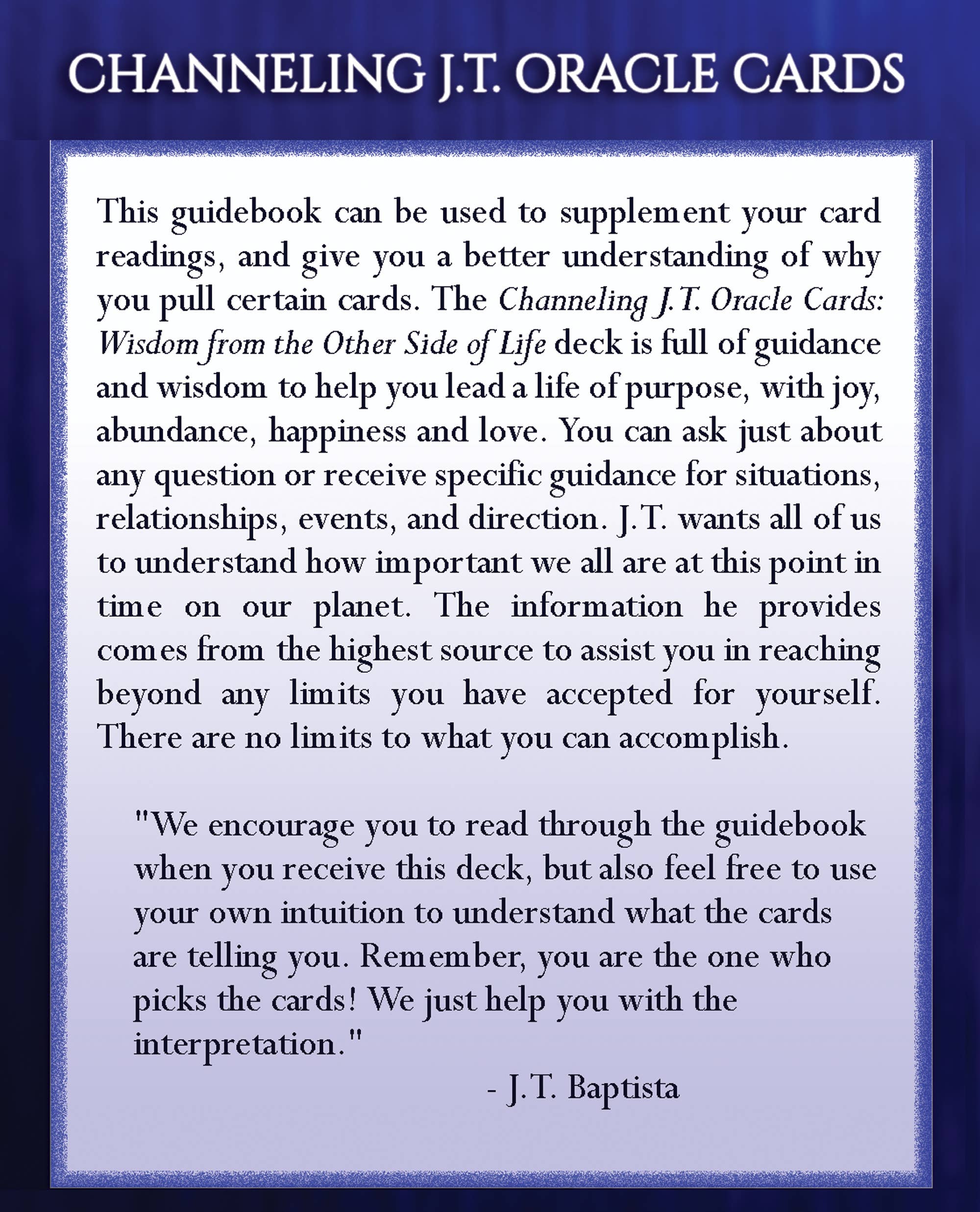 Bridge to Healing Press - Wholesale Tarot/Oracle Card - Channeling J.T. Oracle Cards: Wisdom from the Other Side3