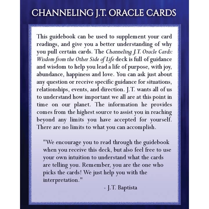 Bridge to Healing Press - Wholesale Tarot/Oracle Card - Channeling J.T. Oracle Cards: Wisdom from the Other Side3
