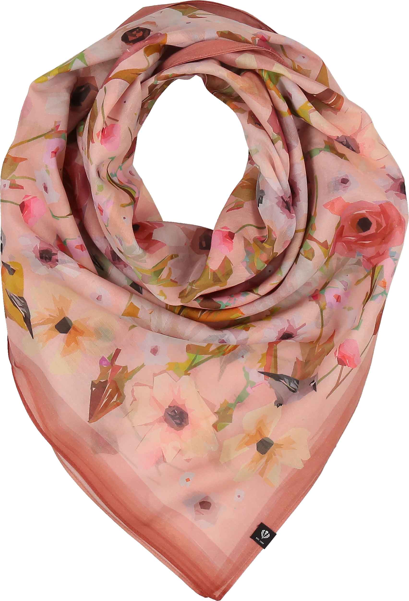 FRAAS - The Scarf Company - Wholesale Scarf - Women's - Floral Birds Cotton Silk Square1