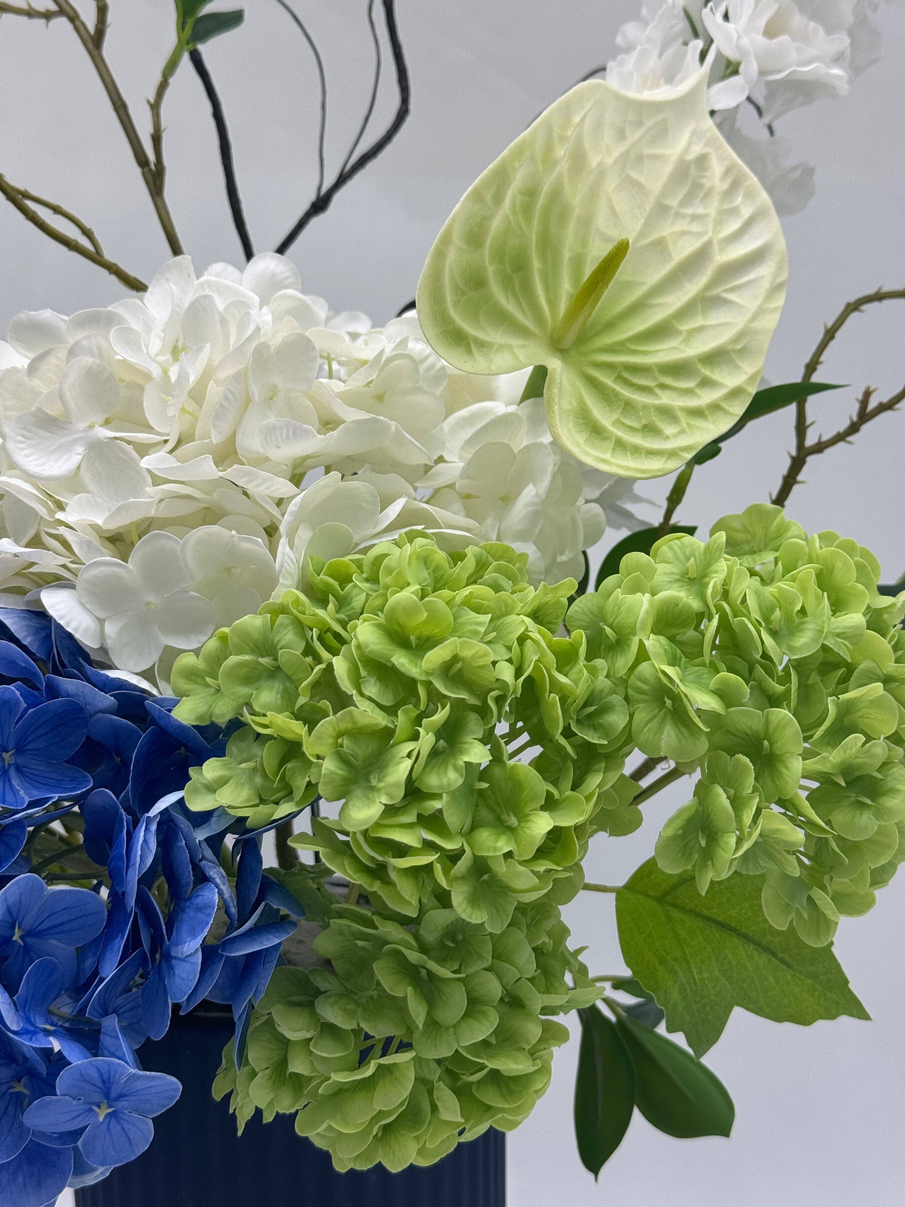 JKF & Co Pty Ltd - Wholesale Artificial Flowers - Hydrangeas Spray 5 Real Touch Green2