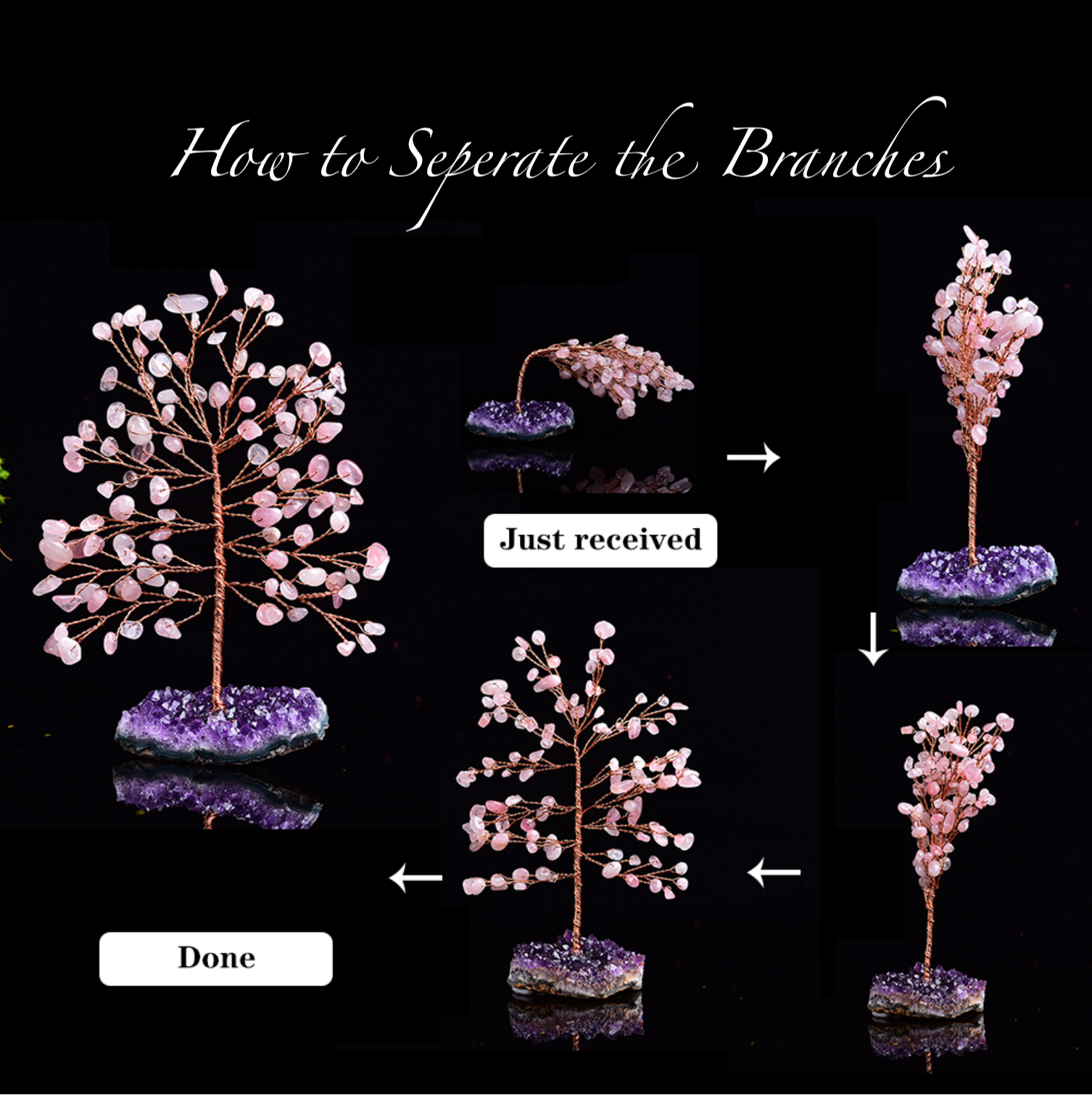 Crystolver (We Cover All Import Fees) - Vente Décorations de table - Sculpture Arbre de Vie sur base pyramide en cristal9