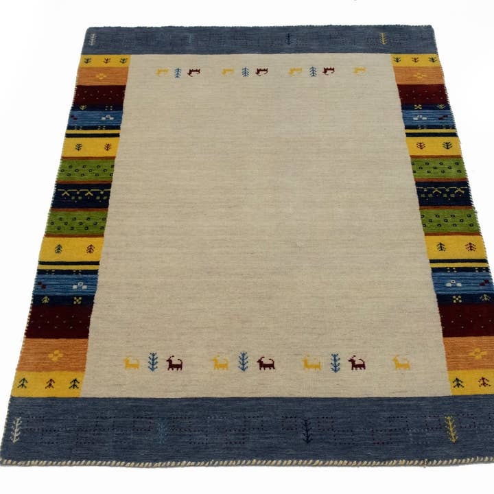 Multicolored 5x7 Tribal Modern Gabbeh Indian Rug for wholesale by Magic Rugs Inc.