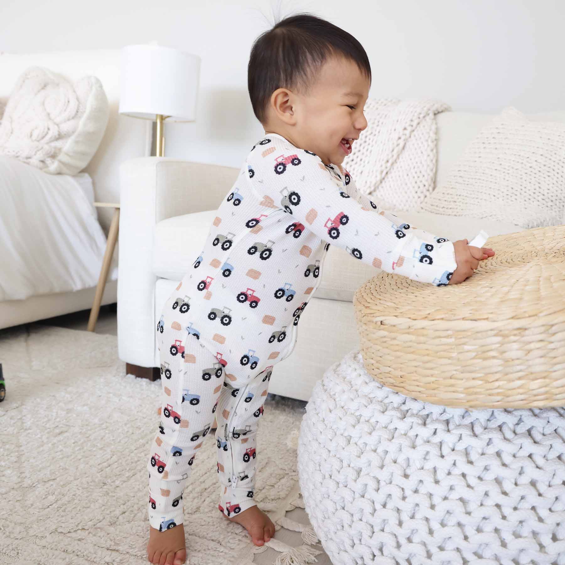 Caden Lane - Wholesale Jumpsuit - Baby - Little Farmer Bamboo Waffle Convertible Zip Romper4