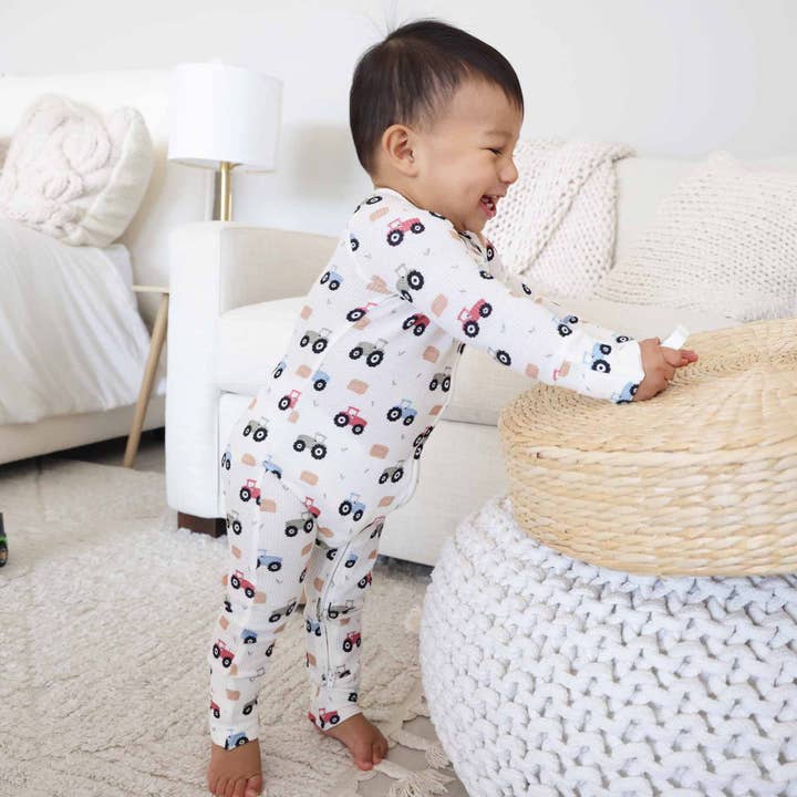 Caden Lane - Wholesale Jumpsuit - Baby - Little Farmer Bamboo Waffle Convertible Zip Romper4