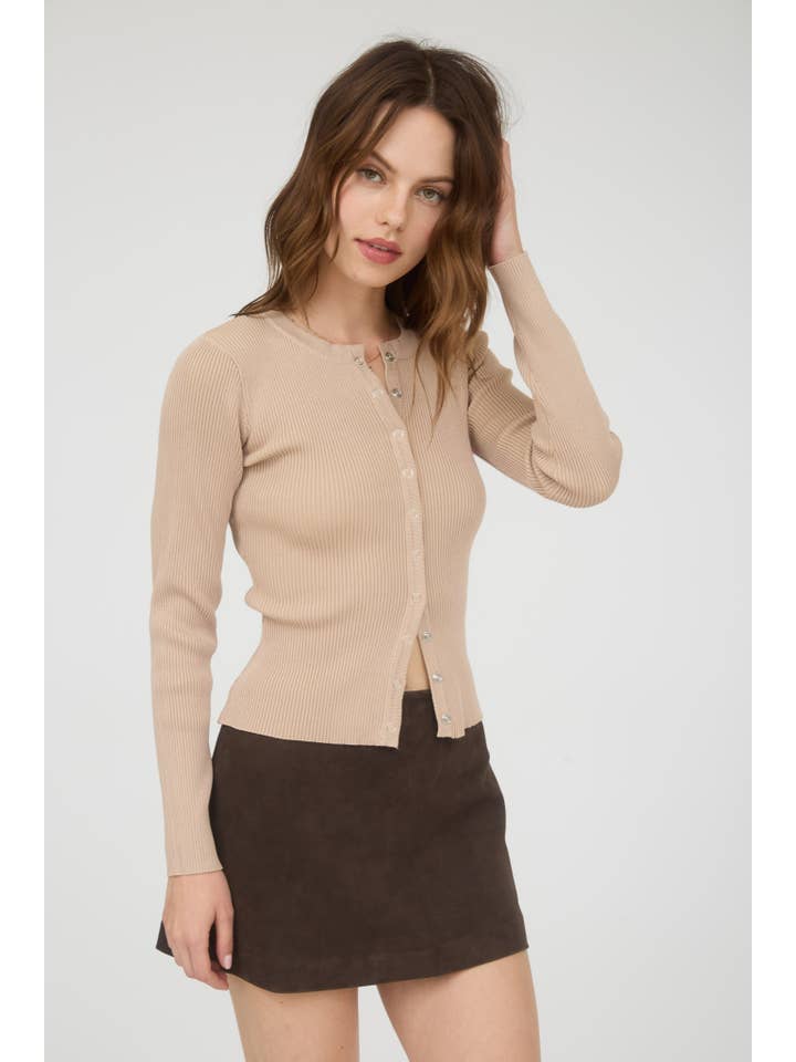 The Workshop Studio - Vente Cardigan – femme - GILET EN MAILLE À COL ROND AVEC BOUTONS-PRESSION25