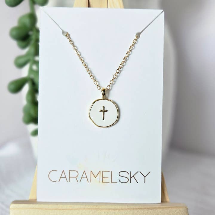 Caramel Sky - Wholesale Pendant/charm necklace - 18K Gold Plated Cross Pendant Necklace, Christian Jewelry4