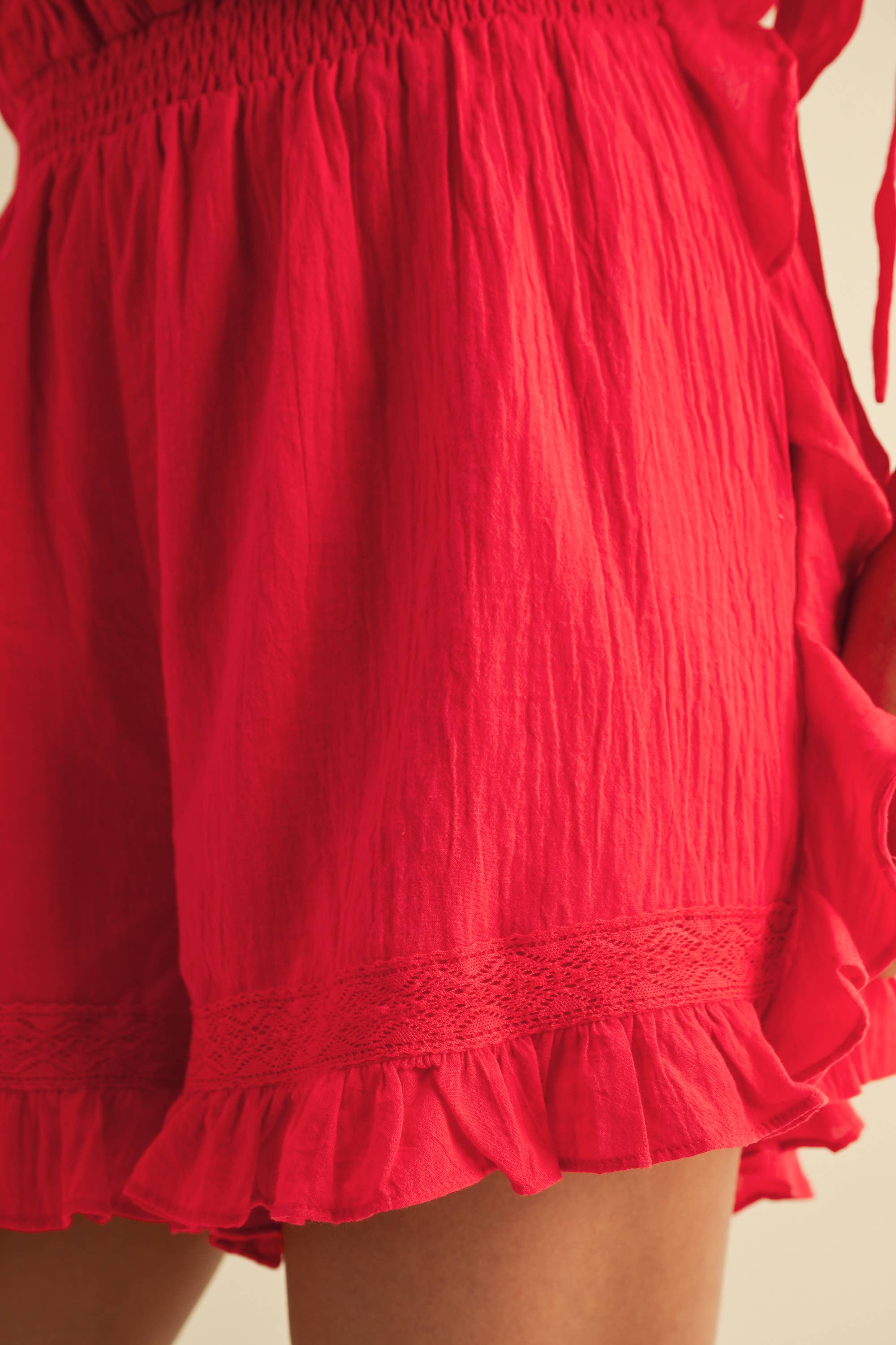 Klesis - Wholesale Romper - Women's - IR2199 RUFFLE HEM ROMPER WITH ONE SHOULDER TIE DETAIL11