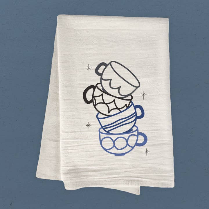 Glanzende Koffiekopjes - Katoenen Theedoek voor wholesale door Boheme Bliss