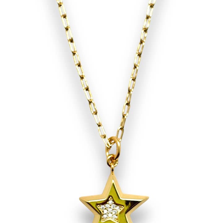 Shiver + Duke - Wholesale Pendant/Charm Necklace - Pave Star Pendant