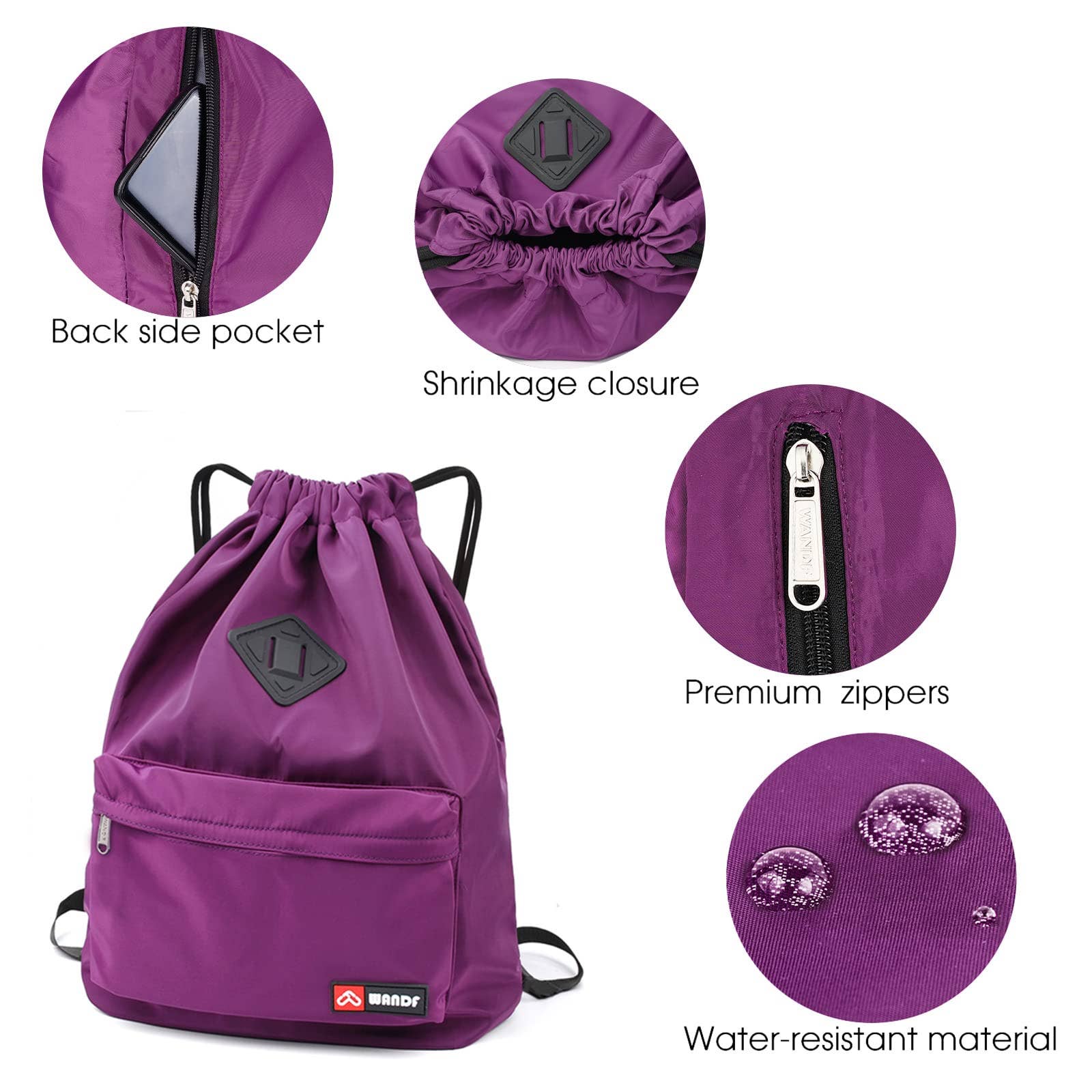 wandf - Wholesale Backpack - Unisex - WF6030 Sport Drawstring Backpack With Shoe Compartment23