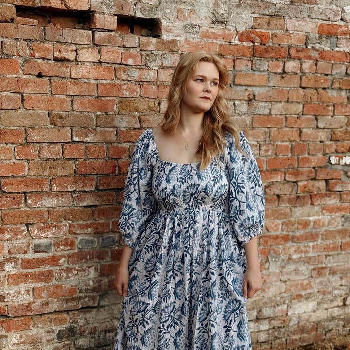 (PRE-ORDER) The Forgiving Dress-Blue/White Floral for wholesale by Cave Dwellers