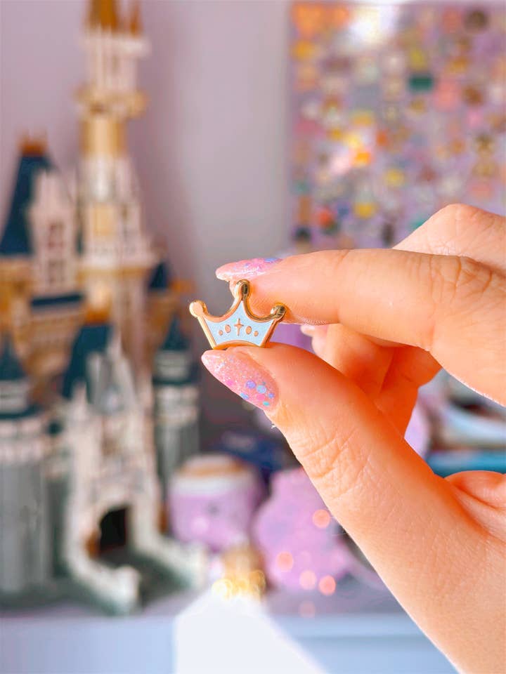 Fairytale Crown Mini Enamel Pin for wholesale by Emily Harvey Art
