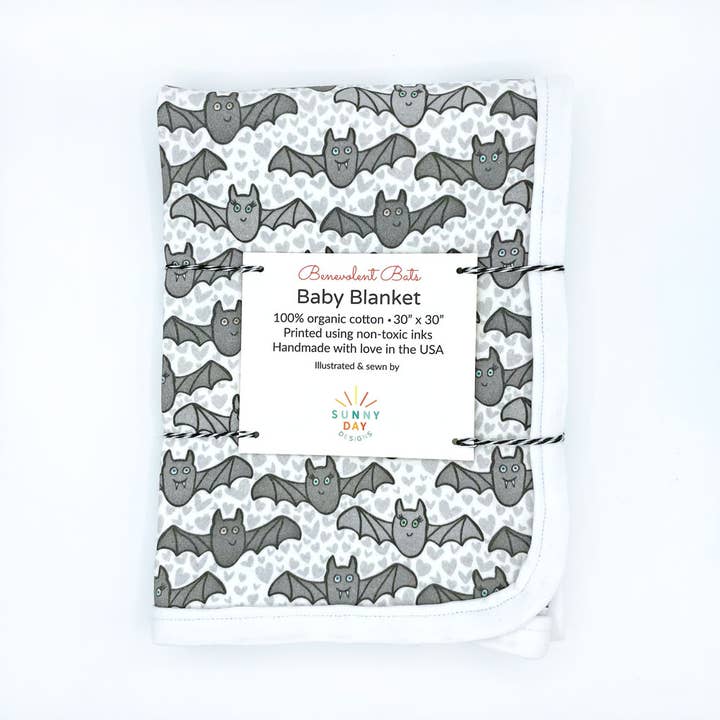 Sunny Day Designs - Wholesale Bedding Blanket - Kids & Baby - Benevolent Bats Organic Cotton Baby Blanket0