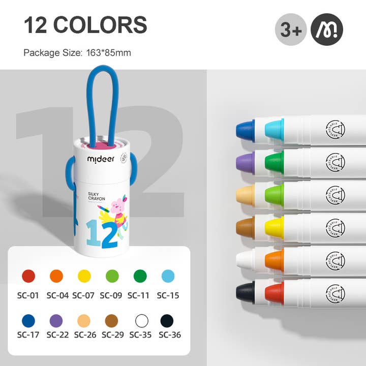 ToysLink - Wholesale Crayons – Child & baby - MiDeer Silky Crayon-12 Colors