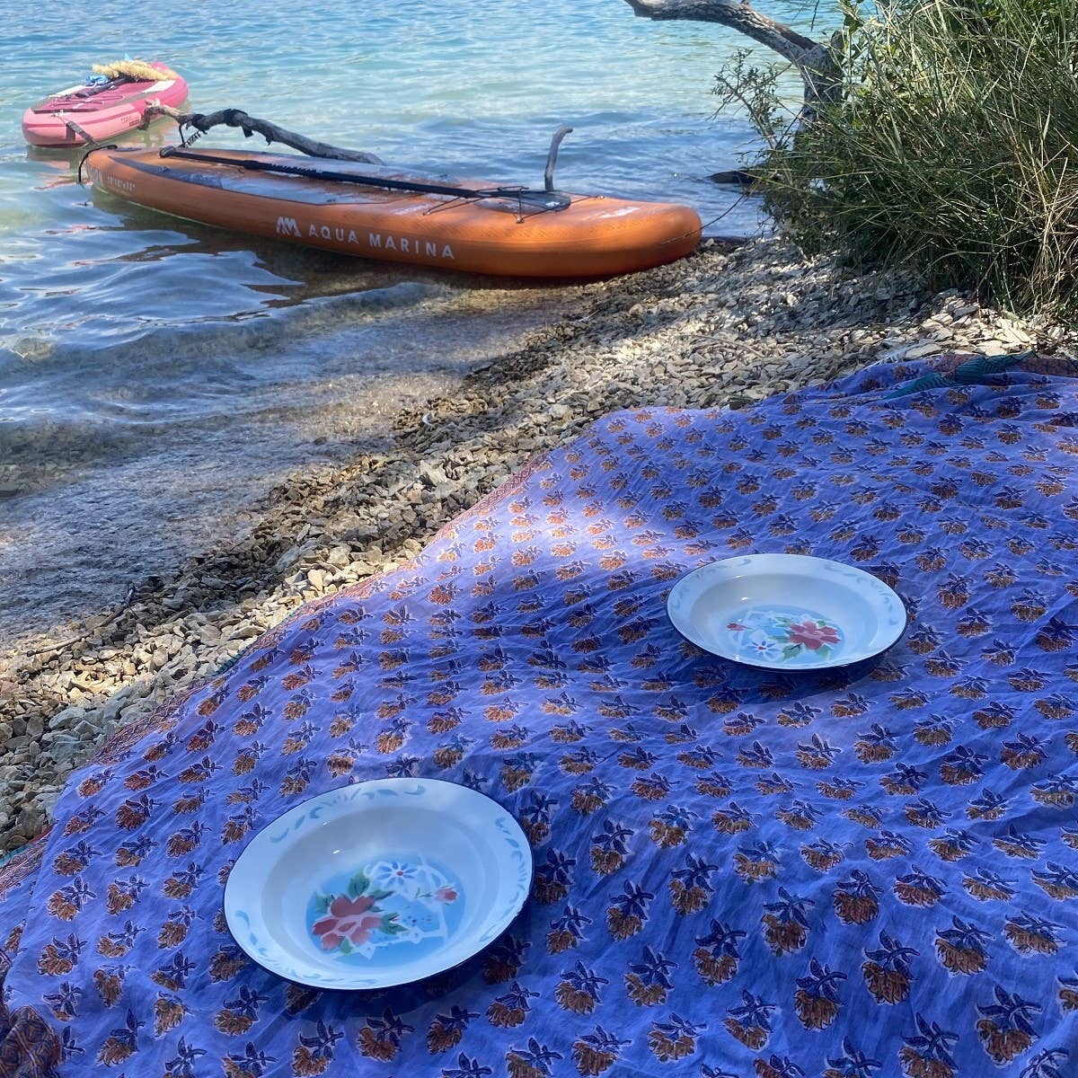 Maison Lilo – wholesale Slöja - Dam – Sarong - Maxisjal, blockprint-tryckt bomullsvoile3