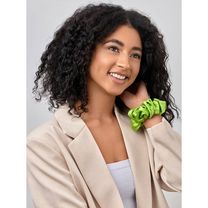 SYLKI - Wholesale Scrunchie - Women's - Tennis Green Pure Silk Scrunchie