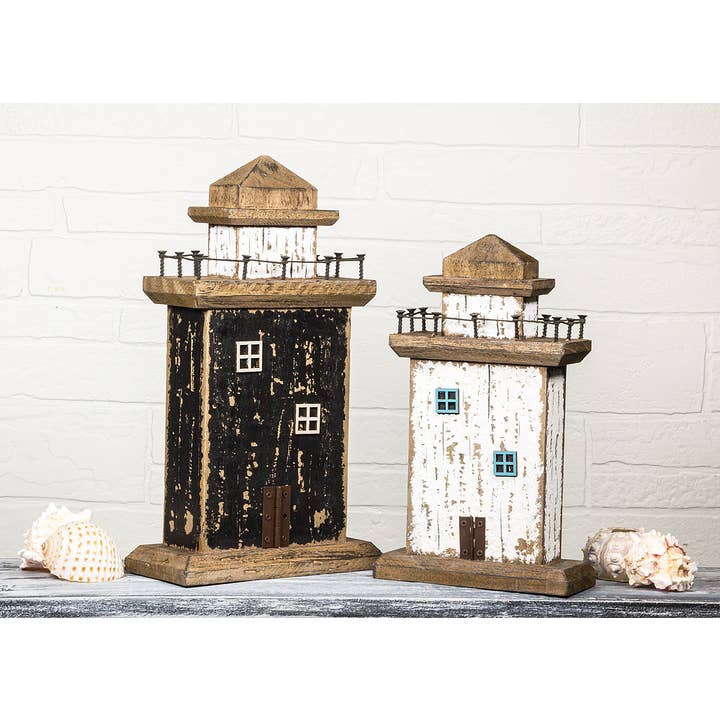 Abbott - Wholesale Decorative Tabletop Object - Large Rustic Lighthouse-Black-14"H