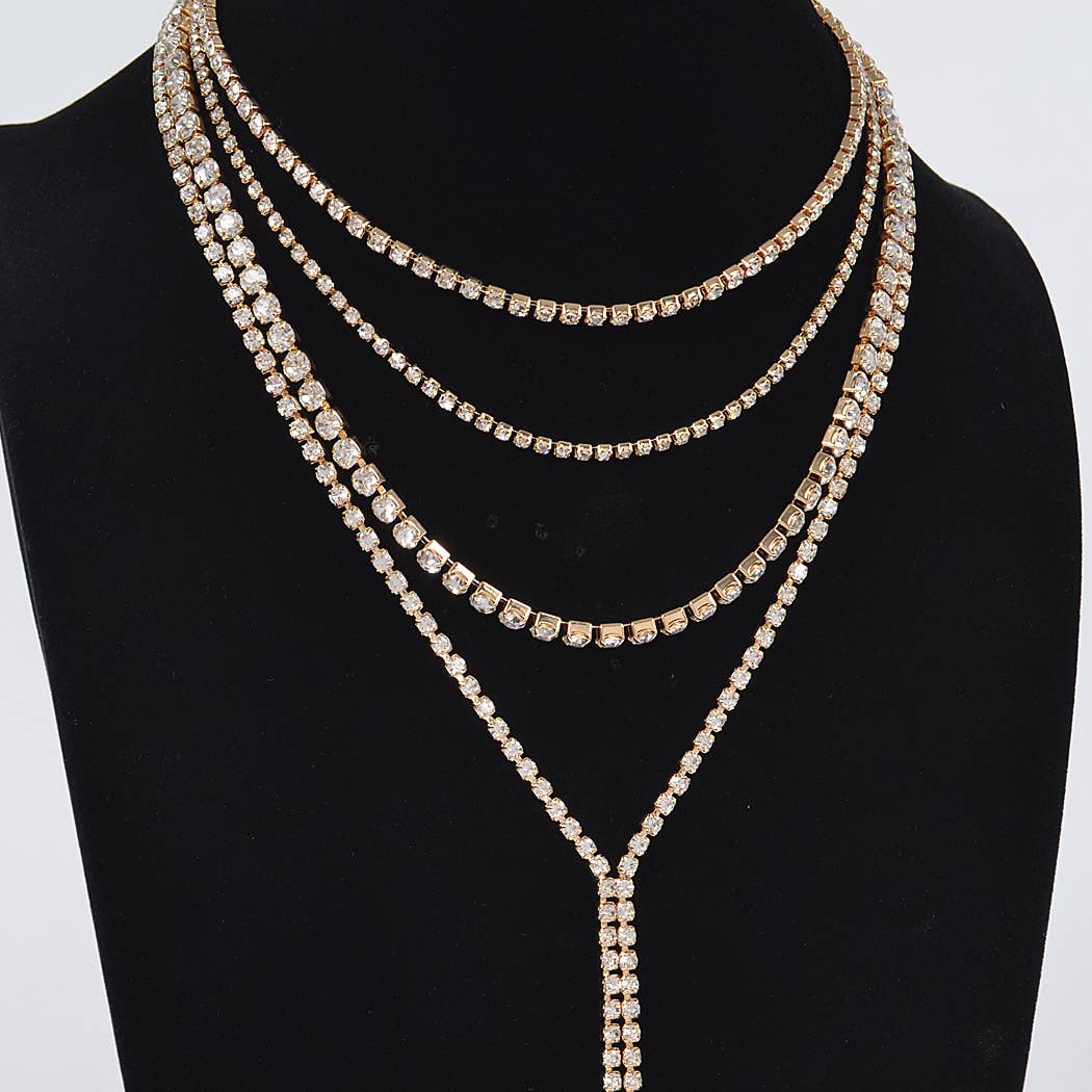 3AM BY H&D ACCESSORIES - Wholesale Y-Neck/Lariat Necklace - Multi-Layered Rhinestone Long Necklace2