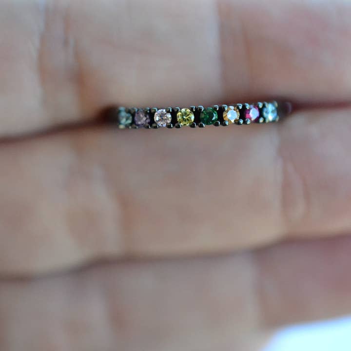 Multi color Zirconia Rhodium Ring for wholesale by Vita Star Body & Boutique