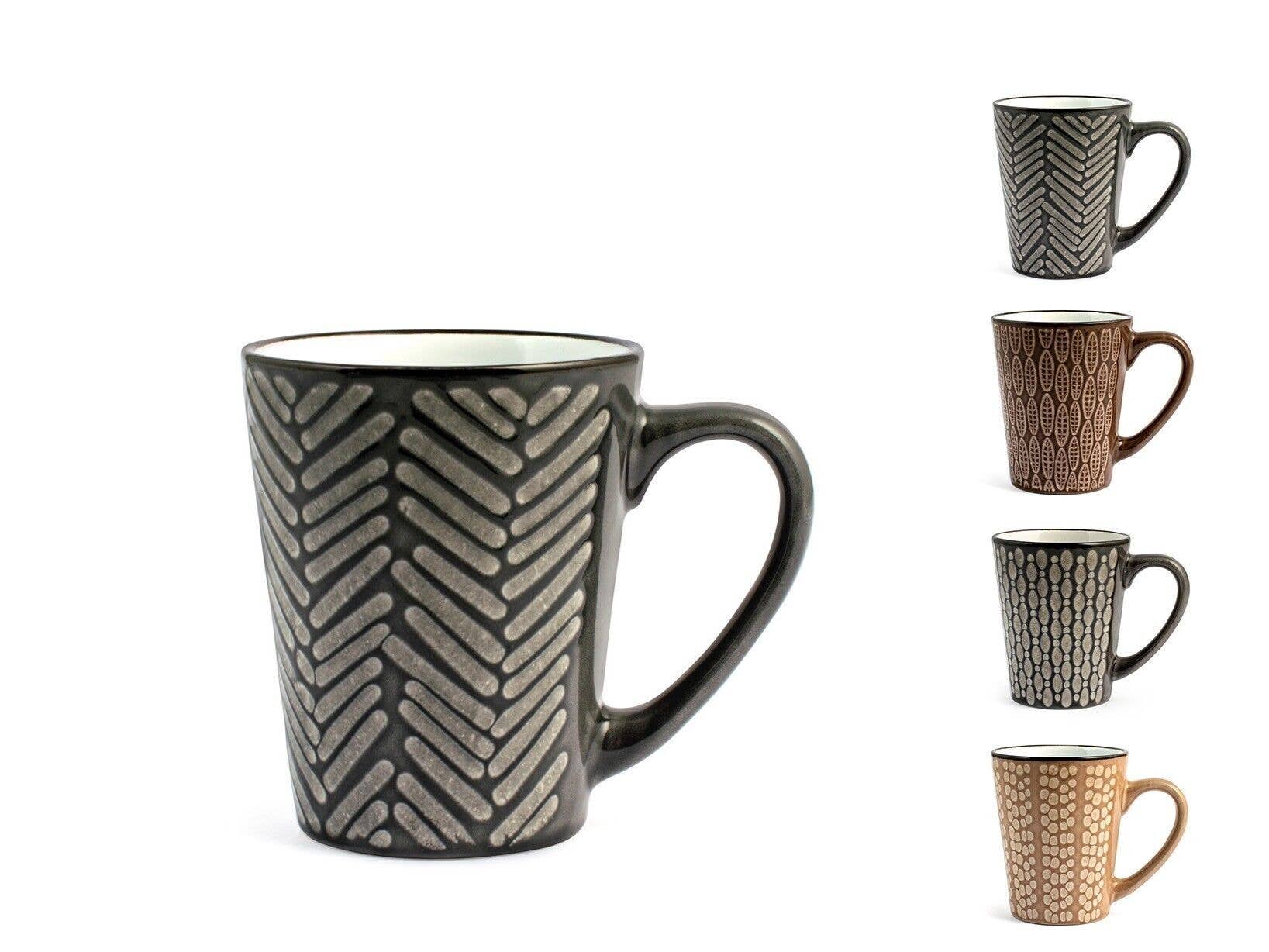 H&H - Wholesale Coffee Mug - Ethnic Mug in Stoneware Assorted Colors cc3000