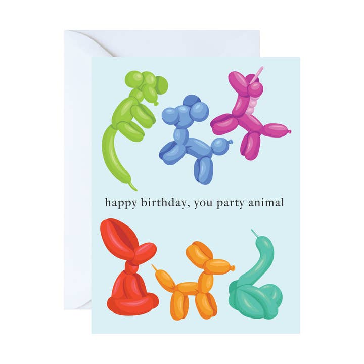 Balloon Animals Birthday- A2 Folded Greeting Card for wholesale by The Paxton Press