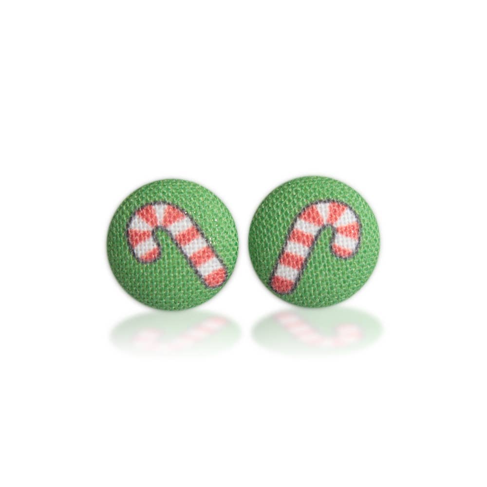 Rachel O's - Wholesale Stud/Post Earrings - Candy Canes Fabric Button Earrings4