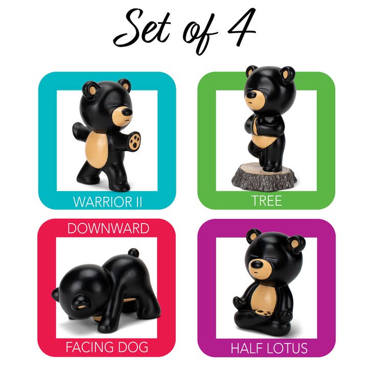 EAST AVENUE - Wholesale Decorative Figurine - Figurine 4-Pc Set Bear Yoga Poses