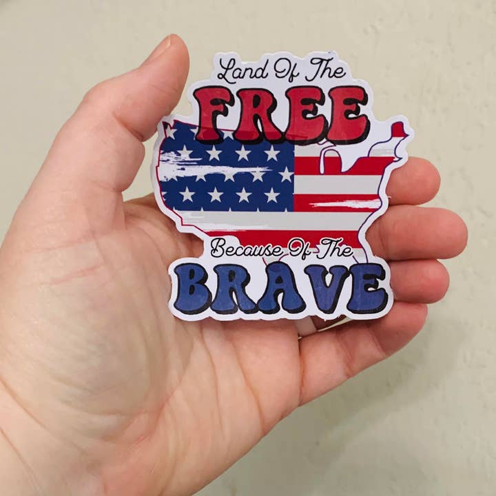 Adesivo/magnete «Land of Free US - 4 luglio» per la vendita all'ingrosso da parte di Oily Graphic Creations