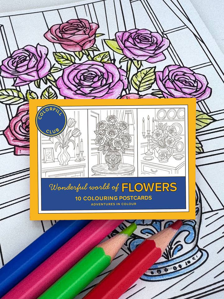 Blommor Färgläggningsvykort Set om 10 – Blommönster för wholesale av Colorfill Club