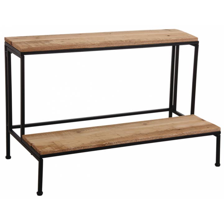 Aubry Gaspard - Wholesale Console Table - Saddle on two levels in recycled wood and metal.