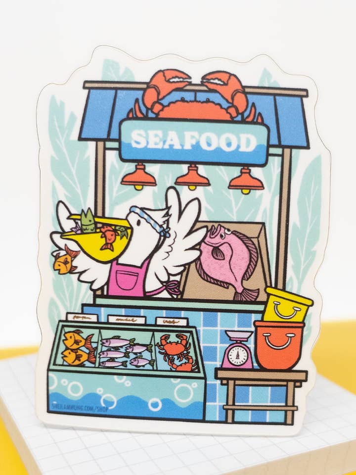 Seafood Vendor Sticker for wholesale by Sheila Wong