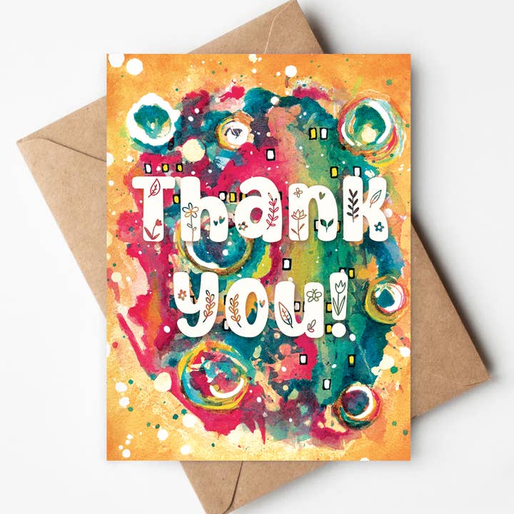 Merci Carte Écologique Colorée Appréciation Gratitude pour la vente par Jenna's Doodles