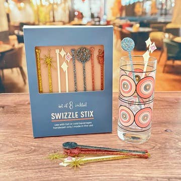 Mod Lounge Paper Company - Wholesale Drink Stirrer - Champagne Glitter Acrylic Beverage Mixing Swizzle Stix