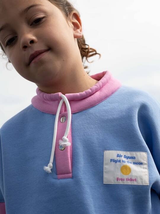 Children's Cotton Sweatshirt Pink and Blue - Retro 90's for wholesale by Ayuna