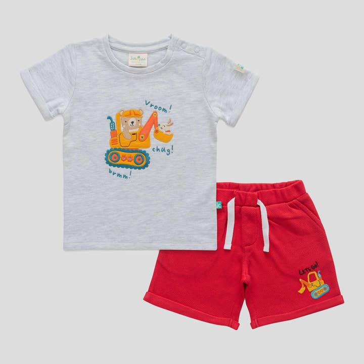 Excavator T-Shirt and Shorts Set for Toddler Boys for wholesale by Juscubs (KaiterFly)