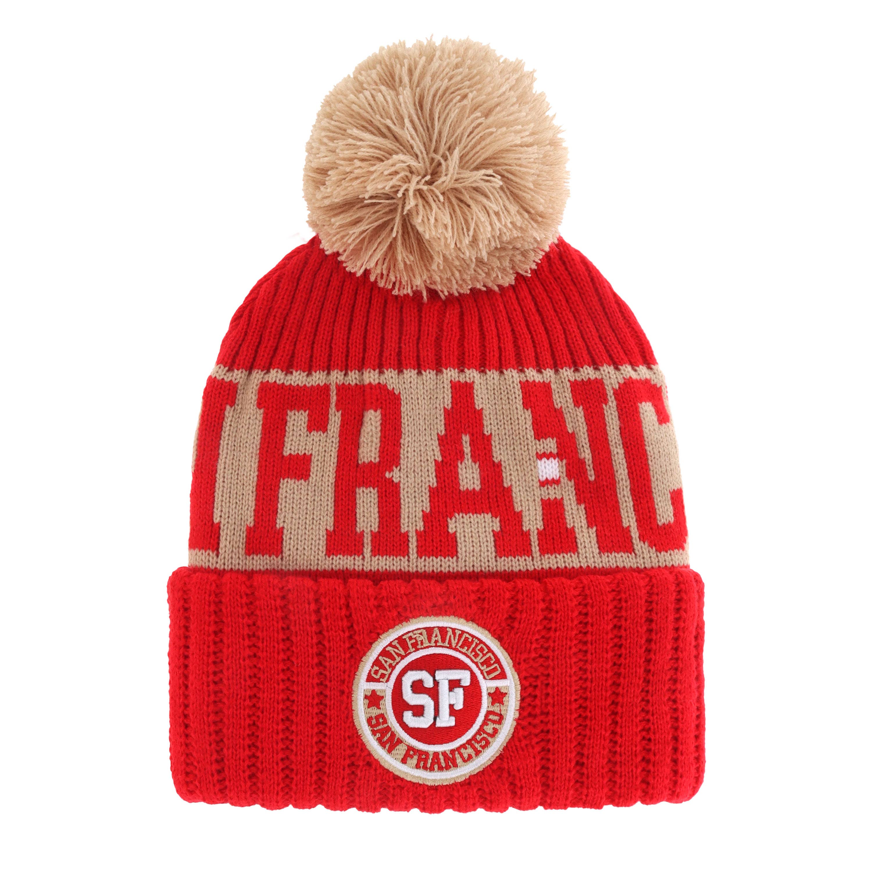 ChoKoLids – Engroshandel Beanie - Unisex – Strikkede vinterhuer med pompon og broderet fodboldhold-logo22