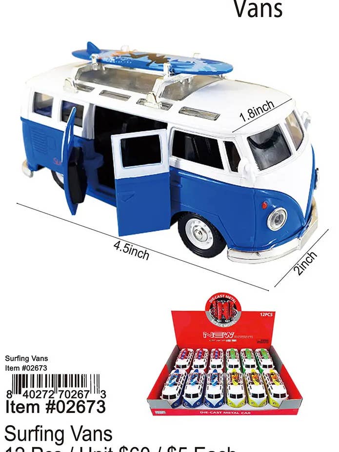 Surfing Vans 12 Pcs . for wholesale by Puka Creations