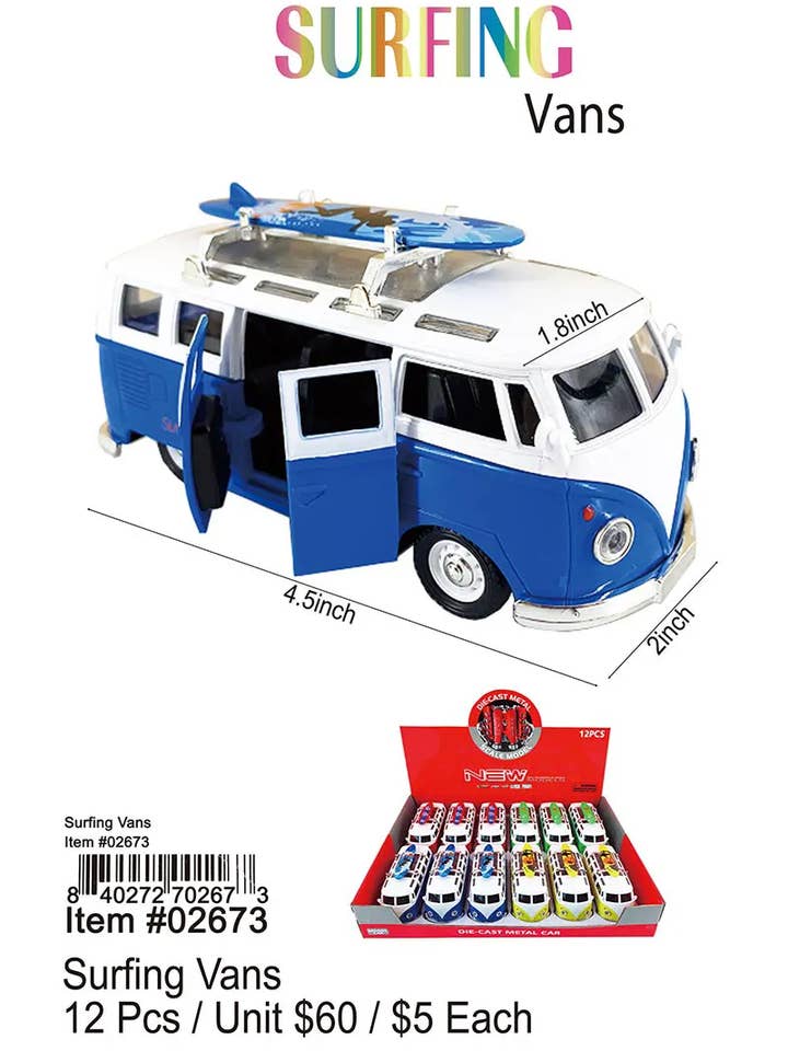 Furgoni da Surf 12 Pezzi. per la vendita all'ingrosso da parte di Puka Creations