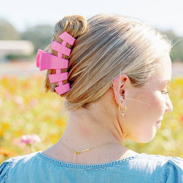 TELETIES - Wholesale Hair Clip - Women's - Classic Hair Clip | Large | Peonies Please