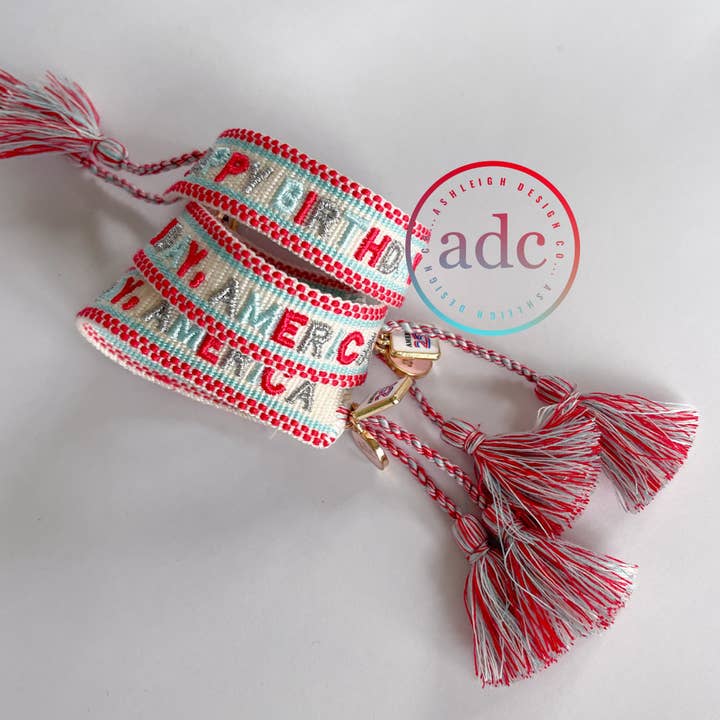 America250🇺🇸 FELIZ ANIVERSÁRIO, AMÉRICA Pulseira por atacado de AshleighDesignCo