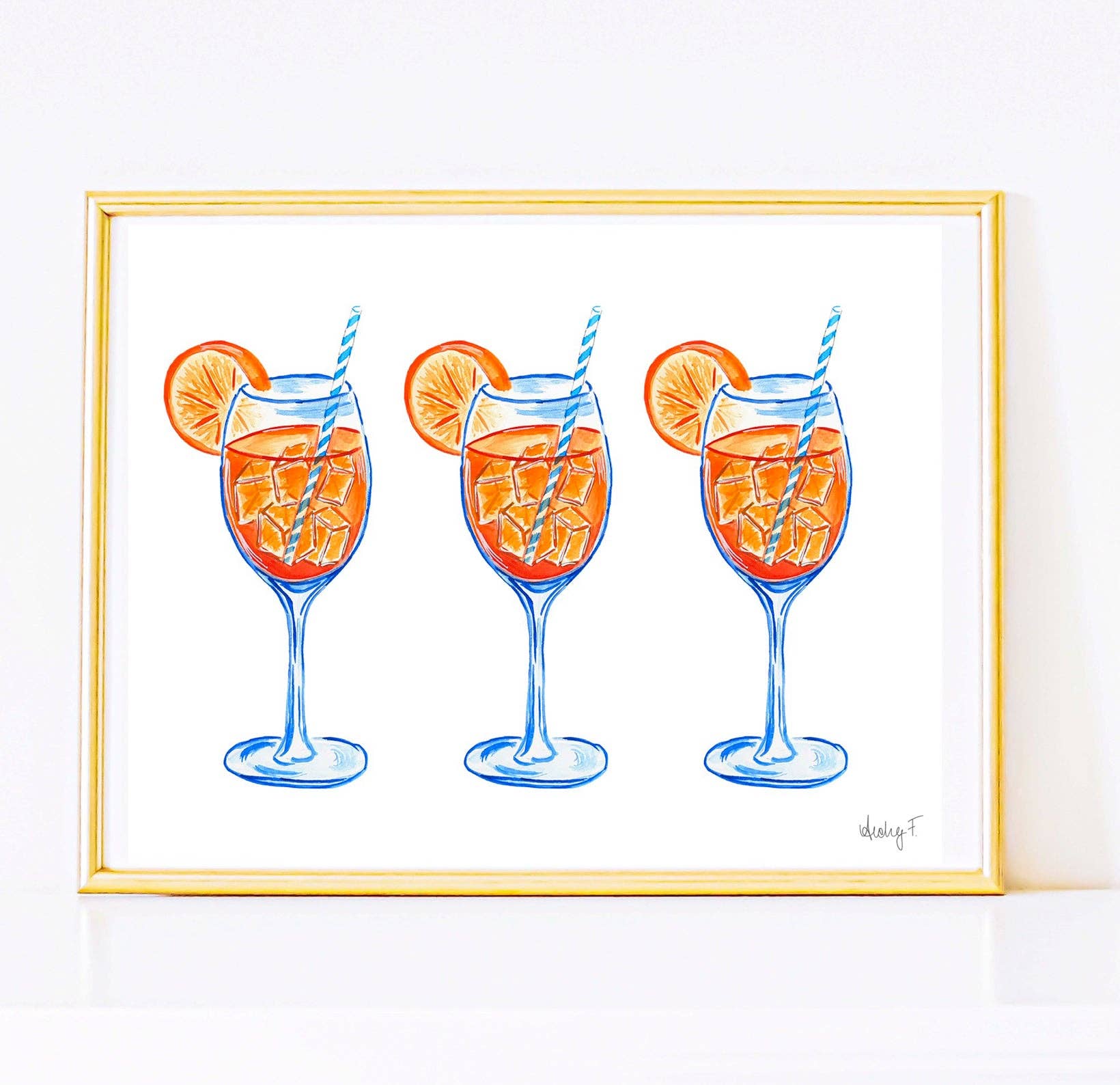 Shop Art by Audrey - Wholesale Art Print - Print | Aperol Spritz Trio Watercolor Painting | Various Sizes7