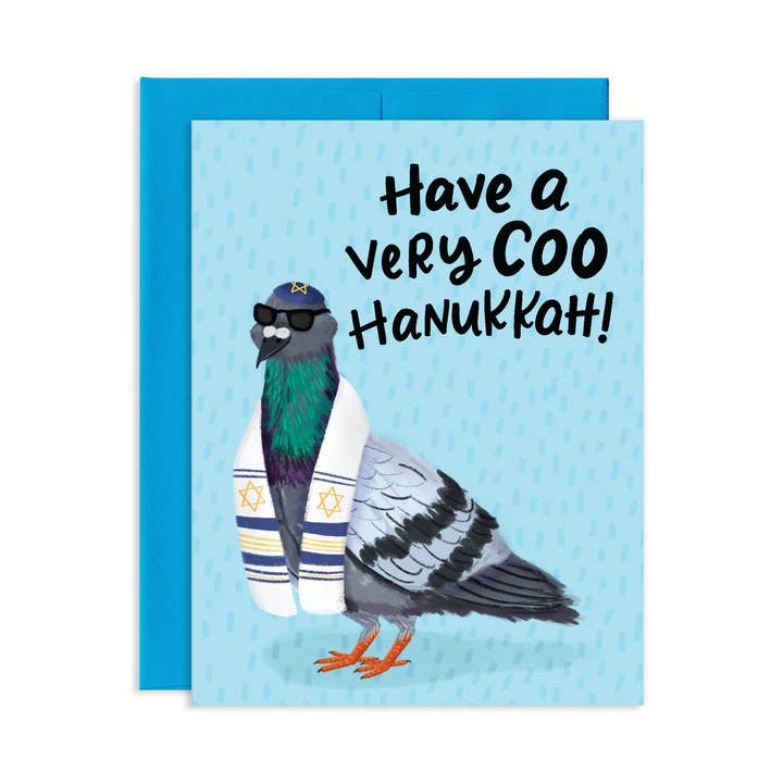 Hav en cool Hanukkah - Due - Sjov Hanukkah-hilsen kort for engroshandel hos Grey Street Paper