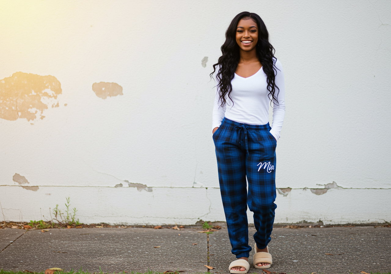 The Blissful - Wholesale Lounge Sweatpants/Joggers - Women's - Personalized Flannel Plaid Lounge Pants Unisex Checks Pants 1